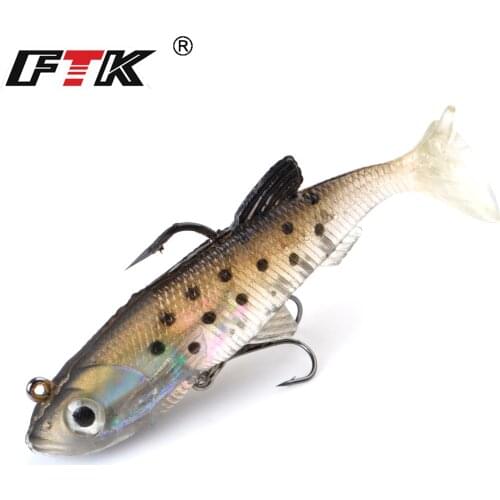 1pc Jig Lead Head Fishing Lures 6cm/7.5g 8cm/15g 10cm/24.5g PVC Soft Lures Swimbait Wobblers Shad Bait with Treble Hook Carp