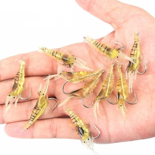 10 Pcs Fishing Soft Lures 4.5cm 1.3g Lifesaving Fishing Bait Minnow Fishing Tackle Hooks Shrimps Lures Locks Souple Crankbait