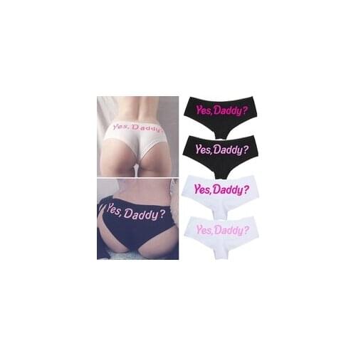 Sexy Womens Yes Daddy? Printed Underpants Seamless Lingerie Briefs Knickers Underwear Sleepwear Nightwear Panties