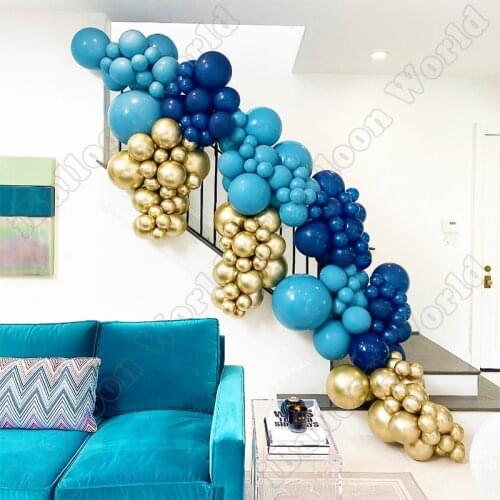 Wedding Birthday Party Event Celebration Decor Navy Blue Latex Balloon Garland Gold Balloon Arch Baby Shower Decoration 165pcs