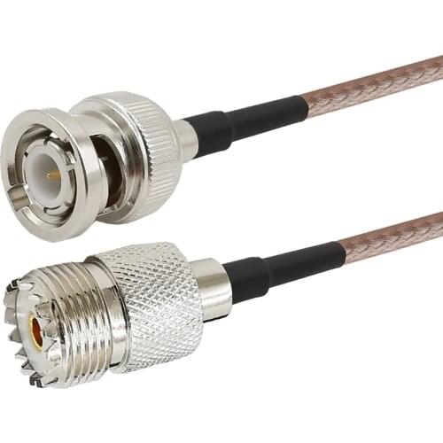 BNC Male Plug to UHF PL-259 SO239 Female Jack RG316 Extension Cable for Vehicle CB Radio Ham Radio FM Transmitter 10CM-50CM