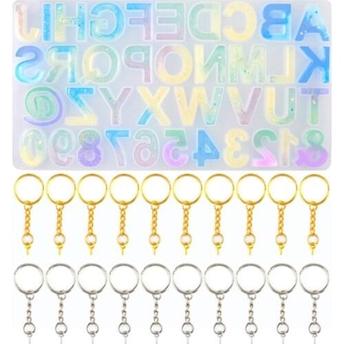 English Alpha DIY Silicone Mold Crystal Epoxy 26 Letters Hanging Pendant Keychain Pendant Decor Resin Mold Handmade Making Set