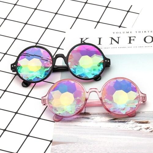 Oulylan Round Kaleidoscope Glasses Rave Festival Men Women Brand Designer Holographic Sunglasses Retro Female Male