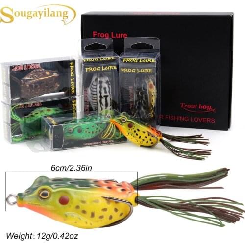 Sougayilang 6Pcs/9Pcs Frog Fishing Lure Hollow Body Frog Topwater Soft Baits Lures for Bass Pike Snakehead Dogfish Musky