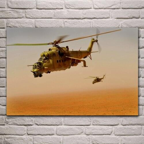 Military Mil Mi-24 helicoptor aircraft living room decoration home art decor wood frame fabric poster KF863