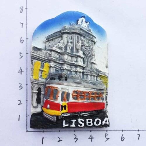 High-end Europe Portugal Lisbon Street View Tram Fridge Magents Toursm Souvenirs Refrigerator Magnetic Stickers Home Decorations