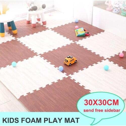 1pce Children Play Mat Eva Foam Interlocking Tiles Protective Flooring Wood Grain Tiles Gym Kids Playmat Home 30x30cm