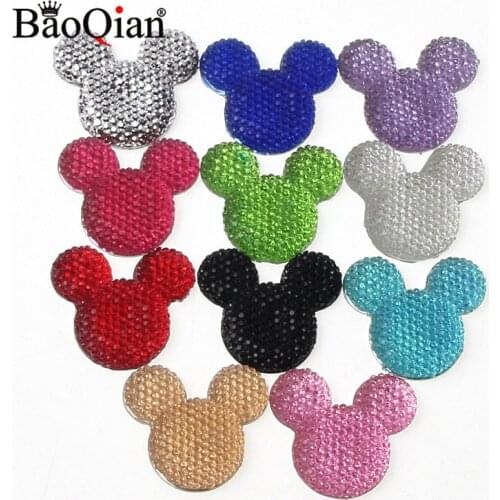 10Pcs/lot Mixed bling Mickey Resin Scrapbooking Craft For DIY Flatback Cabochon Home Decoration Scrapbooking Crafts 30x33mm