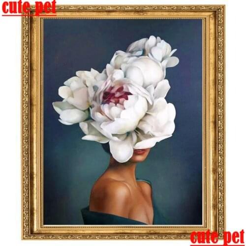 100% Resin inlaid DIY female art Diamond Painting 5D Rhinestones Painting Flower girl Cross Stitch Home Decor Diamond Embroidery