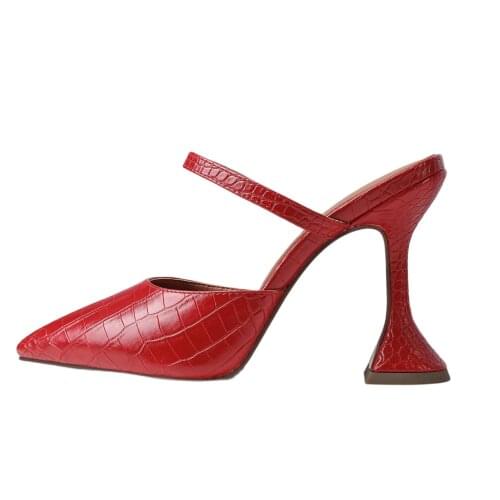 2021 Summer Womens shoes Sexy Pointed toe Strange Style Heels Party shoes Fashion High heels Sexy Red black Slippers Size 43