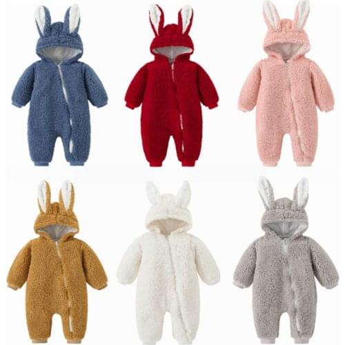 2021 Newborn Baby Clothes for Girls Thicken Hooded Zipper Rompers Playsuits Autumn Winter New Cashmere Boy Baby Onesie