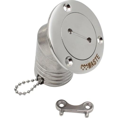 316 Stainless Steel 45 Degree Deck Filler With Key GAS DIESEL FUEL WASTE WATER 38mm 50mm Marine Boat Hardware Deck Filler Caps