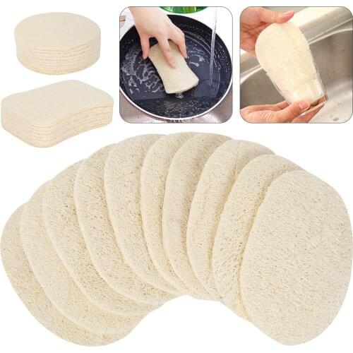 5Pcs Natural Luffa Dish Washing Cloth Sponge Loofah Scrub Pad Dish Pot Easy To Clean Scrubber Sponge Kitchen Clean Brushes Pad