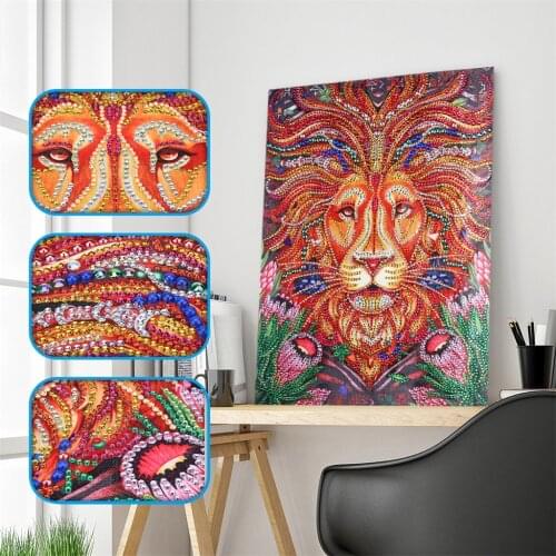 Diamond Embroidery Lion Animals Special Shape Diamond Painting Embroidery Rhinestone 5D Diamond DIY Crystal Painting Decoration