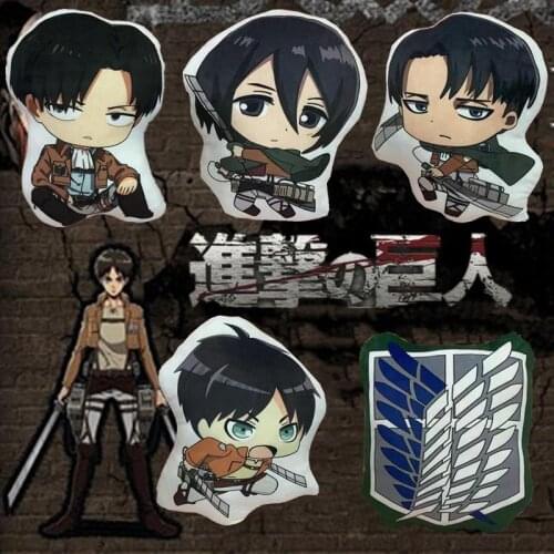 Attack On Titan Anime Manga Peripheral Sofa Cushion Pillow Levi Eren Mikasa Jiyuu No Tsubasa Double Sided Stuffed Plush Toy Doll