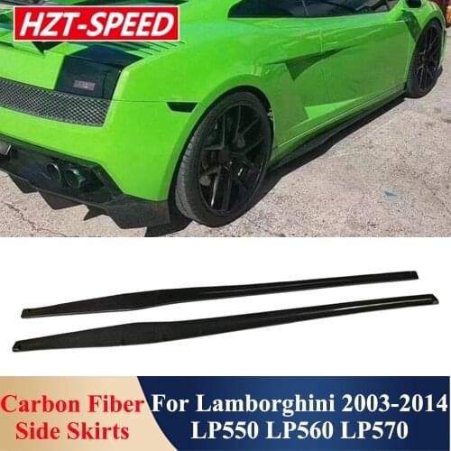 DM Style Real Carbon Fiber Side Skirts Car Door Aprons Trim Extensions Body Kit For Lamborghini LP550 LP560 LP570 Modification