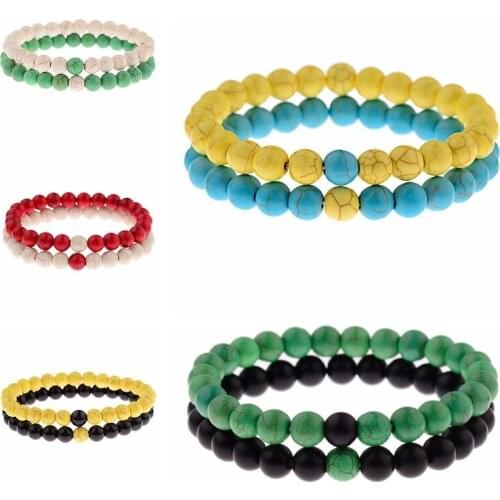 Beaded Bracelet Mens and Womens 8mm Tiger Eye Black and White Turquoise Scrub Healing Bead Elastic Charm Yoga Couple Jewelry