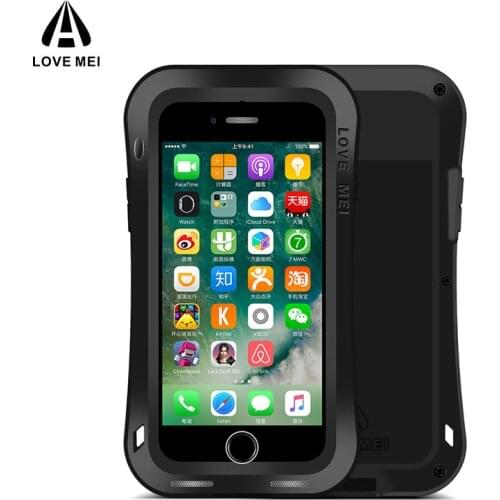 LOVE MEI Small Waist Armor Case For iPhone 7 7 Plus Metal Aluminum Cover For iPhone 8 Plus Water/Shock/Rain Proof Phone Case
