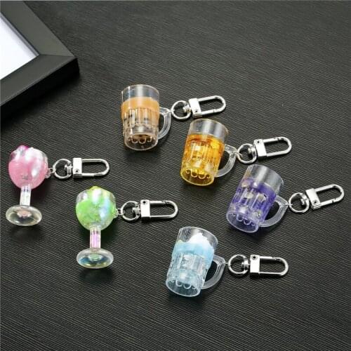 Dayoff Korea Cute Colorful Milk Tea Bottle Key Chain for Women Girl Beer Bottle Goblet Keychains Women Birthday Party Gift K125