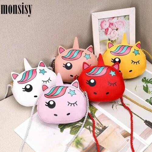 Monsisy Cute Coin Purse and Handbag For Girl Unicorn Bag Children Wallet Kid Coin Pouch Baby Shoulder/Messenger/Crossbody Bag