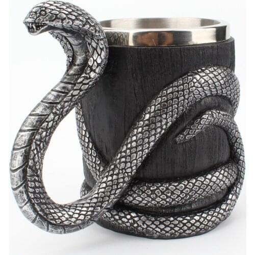 Creative Cobra Mug Double Wall Anti Scalding Coffee Mug Insulated Portable Stainless Steel Resin Beer Tea Juice Drinking Cup