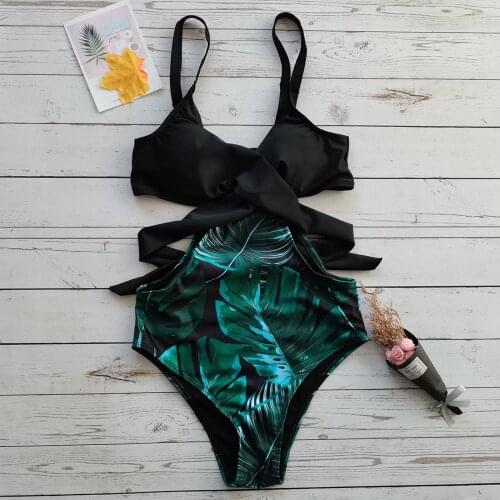 Sagace black womens sexy one-piece bathing suit beach hot spring bathing suit European and American triangle thong swimsuit