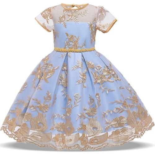 New 2020 Summer Baby Girl Dress Elegant Kids Dresses For Girls Children Pageant Party Wedding Princess Dress Embroidery Vintage
