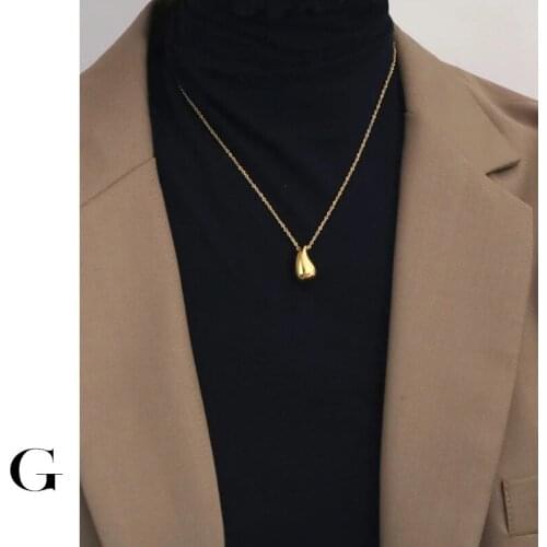 GHIDBK Minimalist Statement Stainless Steel Jewelry Wholesale Waterdrop Pendant Chokers Necklaces Vintage Street Style Collars