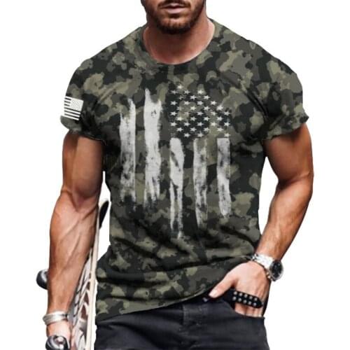 Fashion Summer American Flag 3d Printing Mens All-match T-shirt O-neck Short-sleeved Breathable Loose Oversized T-shirt For Men