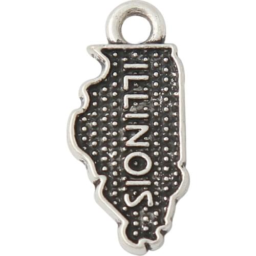 RAINXTAR Fashion Vintage Map Charms Illinois State Map Charms Wholesale 9*19mm AAC308