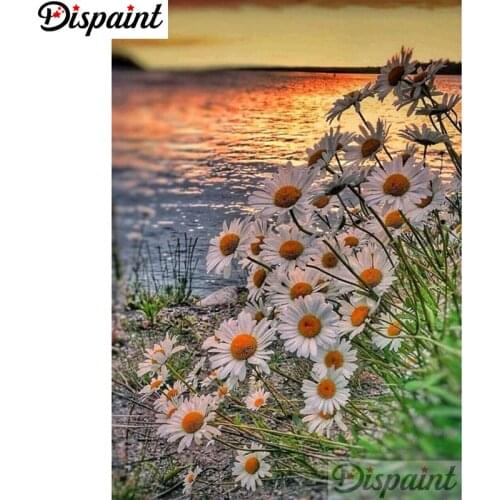 Dispaint Full Square/Round Drill 5D DIY Diamond Painting "Flower twilight scenery" Embroidery Cross Stitch 5D Home Decor A18392
