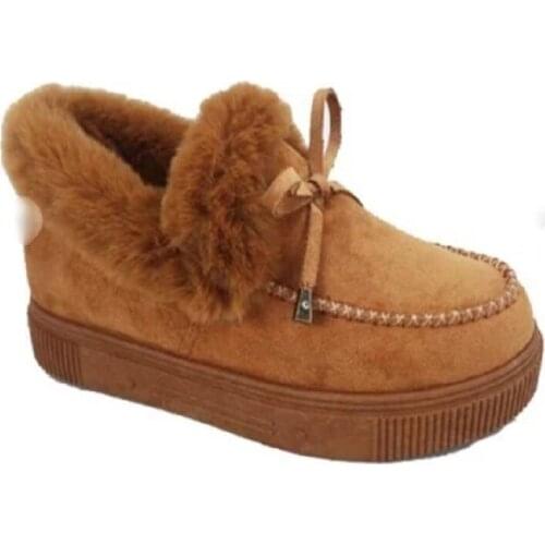 New Winter Womens Short Boots Thick-Soled Warm Non-Slip Round-Toed Doudou Shoes