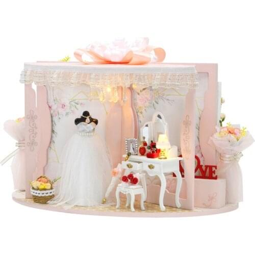 New Cartoon Wooden Doll House DIY Assemble Leisure Romance And flower Story Miniature Doll House Toy Dollhouse With Furniture