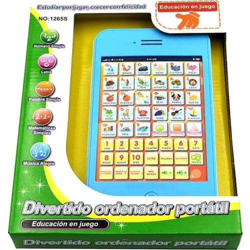 2020 New Multi Functional Spanish Learning Pad Kids Tablet Numbers Letters Shapes Early Education Toys for Children Baby Laptop