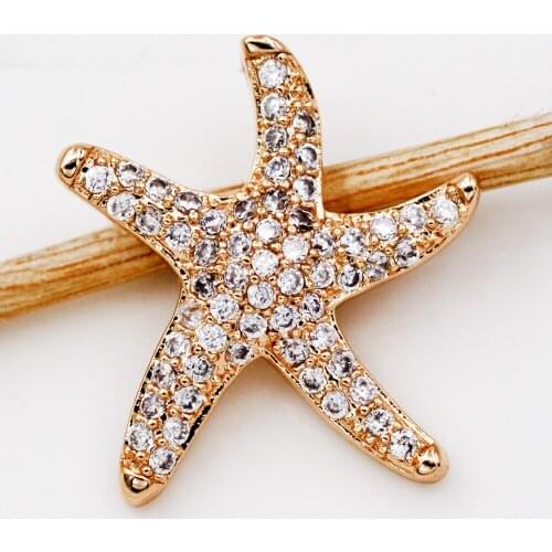 Classic Trendy Gold Plated Star Pendant With White Zirconia Copper For Women Girls Fashion Jewelry Accessories Wedding Gift