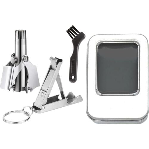 Portable Travel Mini Manual Nose Hair Trimmer, Fingernail Clipper w/ Brush, Nose Hair Remover Clipper, for Men Women