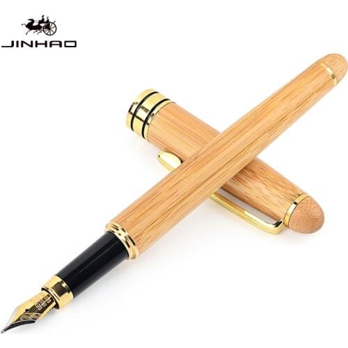 Luxury Bamboo Fountain Pen Ink Medium Nib 0.5mm Brand School Office Business Gifts Writing Pens Stationery