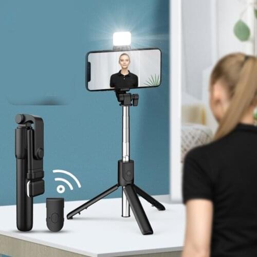 Selfie Stick with Fill Light, Extendable Selfiestick Wireless Remote Control Foldable Tripod for iOS Android Smartphones