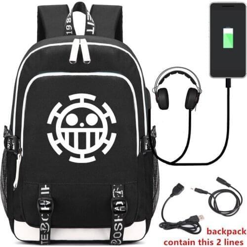 Trafalgar Law Cosplay Backpack USB Charging schoolbag Unisex Daily Backpack Halloween Carnival Party Cosplay Rucksack