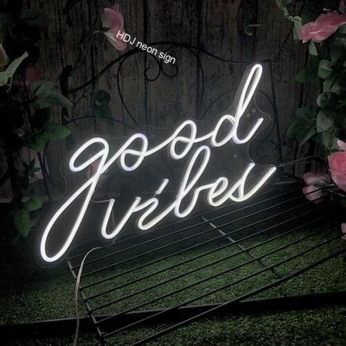 Custom Neon Light Sign good vibes Lamp Illuminate Party Wall Art Home Bar Light Decorative Personalized