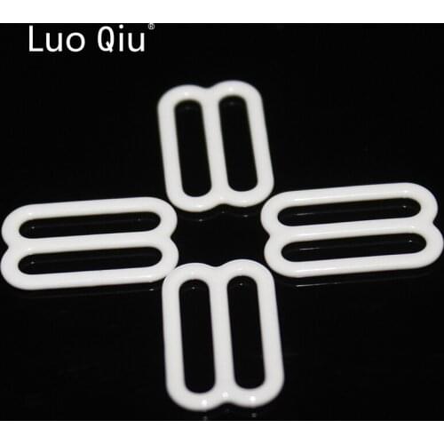 Luo Qiu 15mm white 8 Bra underwear Metal&plastic buckle Brassiere clasp nylon coated metal bra adjustable buckles (100 pcs/lot)