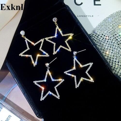 Exknl Wedding Drop Earrings For Women Party Bijoux Star Crystal Female Fashion Earrings Dangle Jewelry Earrings 2020 Women Gifts