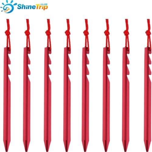 10Pcs/Lot Aluminium Tent Peg With Ropes Serrated Shape Thicken Stake Nails For Tent Camping Equipment Tent Accessories