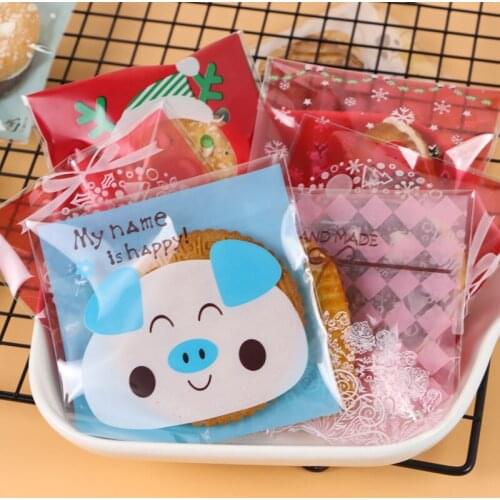100pcs Cute Cartoon Plastic Bag Wedding Birthday Party Favors Cookie Candy Gift Packaging Bags OPP Self Adhesive Pouch Bags