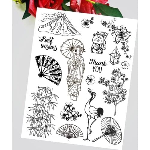 14x18CM Japanese girl Transparent Silicon Seal Clear Stamps Roller Stamps DIY Scrapbook Album Card NEW YEAR Easter