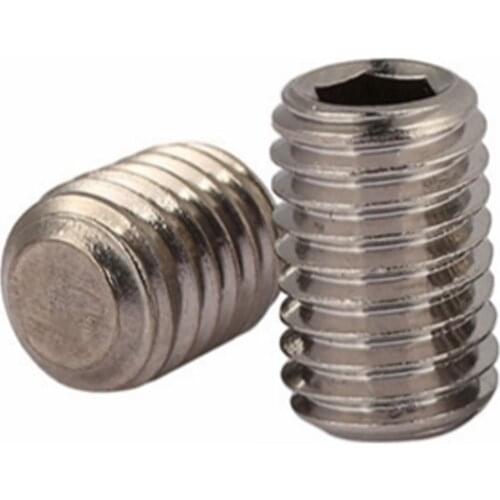 20pcs M5 stainless steel flat end screw nut stop headless inner hexagon nuts machine meter screws 3~50mm length