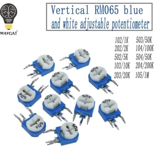 20PCS RM065 RM-065 100 200 500 1K 2K 5K 10K 20K 50K 100K 200K 500K 1M ohm Trimpot Trimmer Potentiometer variable resistor