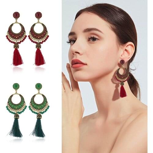 2019 vintage Ethnic Bohemia Drop Dangle Long Rope Fringe Cotton Tassel Earrings Trendy Earrings for Women Fashion Jewelry
