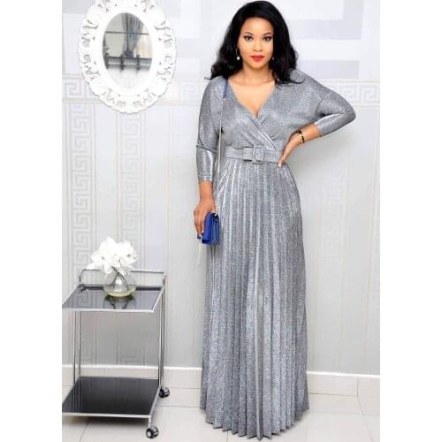 2020 Summer Elegant Women Dress A Line V Neck Beach Style Dresses High Waist Boho African Clothes Long Party Dress Femme Robe
