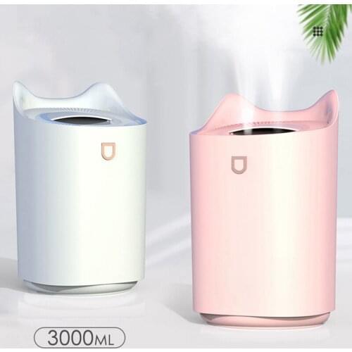 3L Double Nozzle Humidifier Usb Large Capacity Household Mute Bedroom Office Air Humidification Heavy Fog With Light
